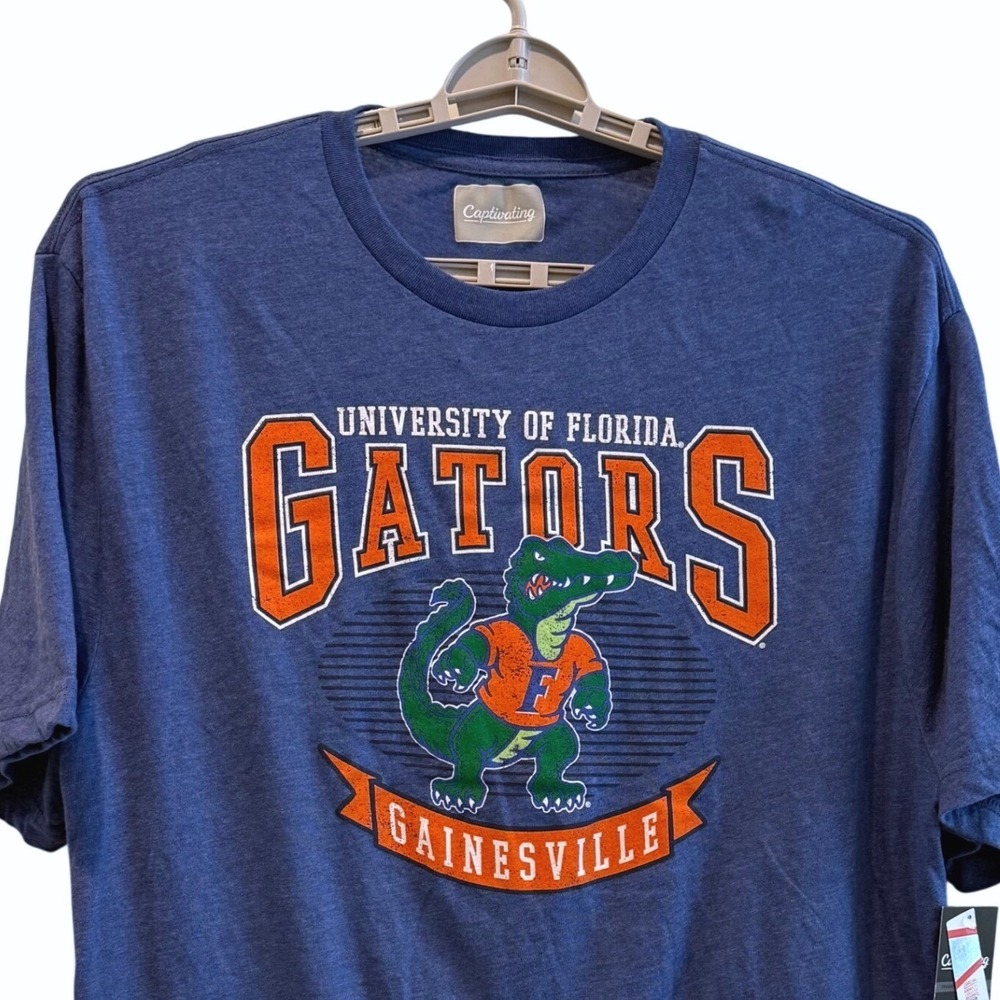 Captivating University of Florida Gators Gainesville Blue Heather Tee Mens 2XL